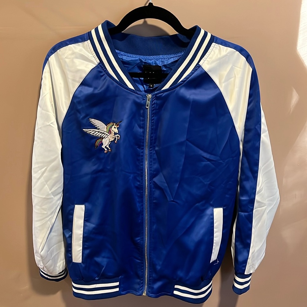 Unicorn satin bomber jacket